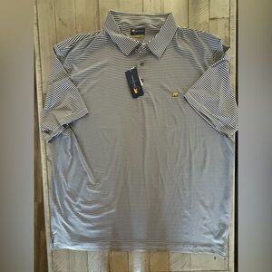 NWT Jack Nicklaus Golf Men’s Black/White Striped Bear Short Sleeve Polo 2XL